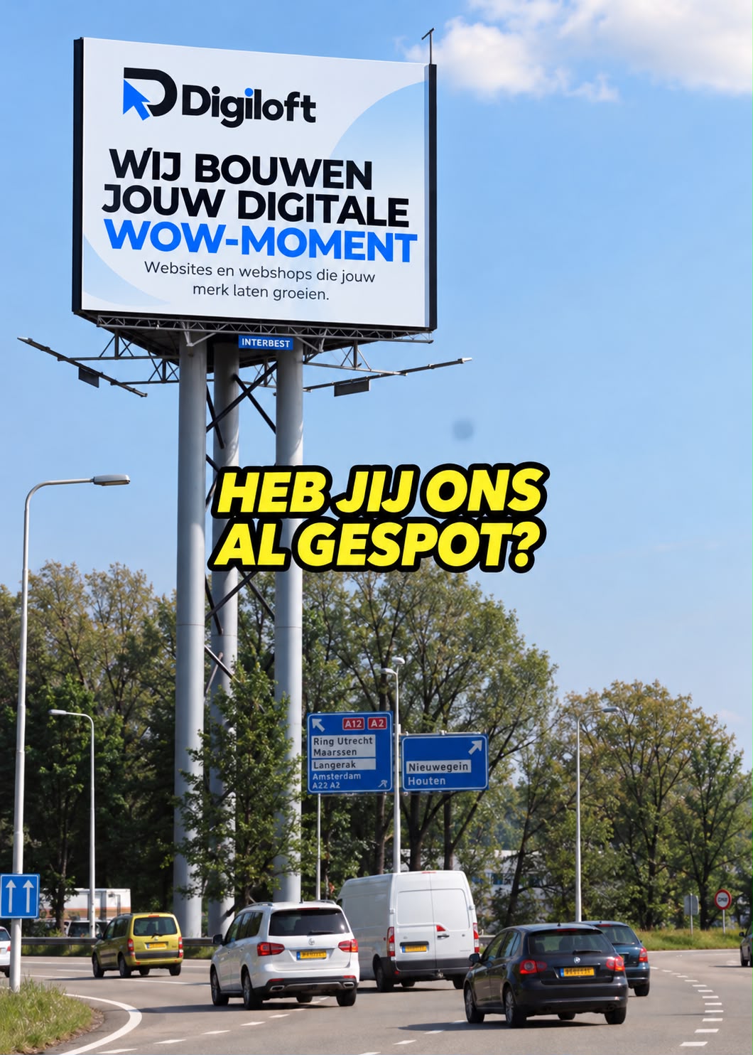 Reclamebord van Digiloft langs de snelweg